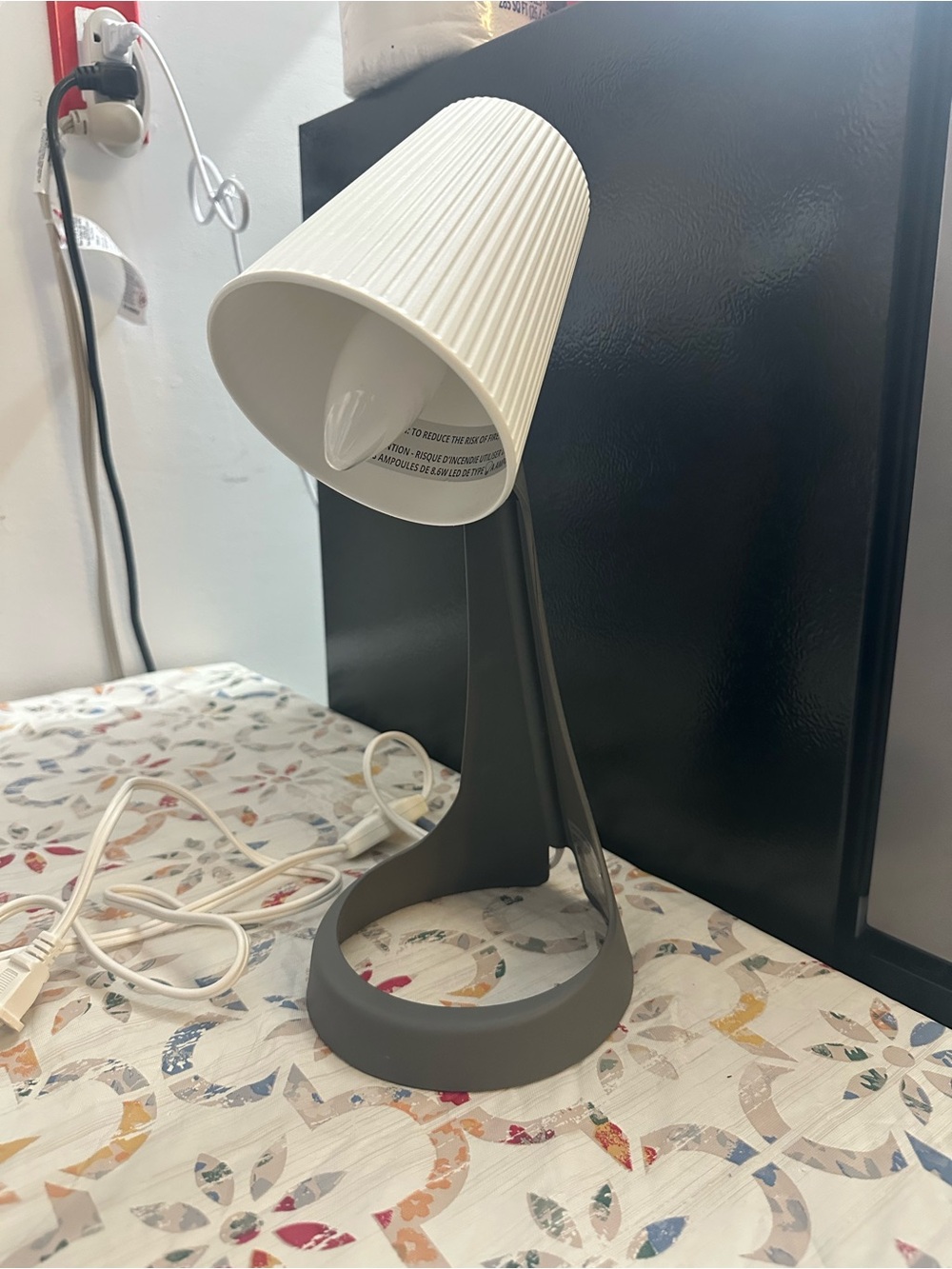 IKEA White and Dark Gray Table Lamp
